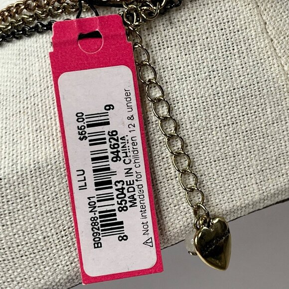 Betsey Johnson Multi-Layer Necklace Butterfly & Panda Charms Gold & Black  NWT - Picture 3 of 8